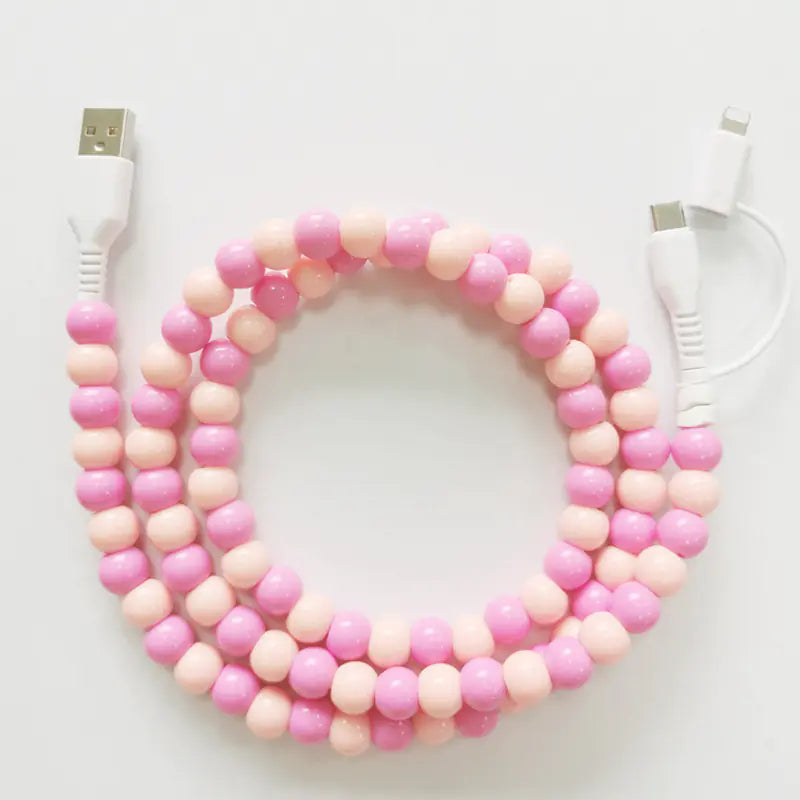 ✨ 60W PD 3.0 Fast Charging Cable | Rainbow Beads | 480Mbps Sync | iPhone & All Devices