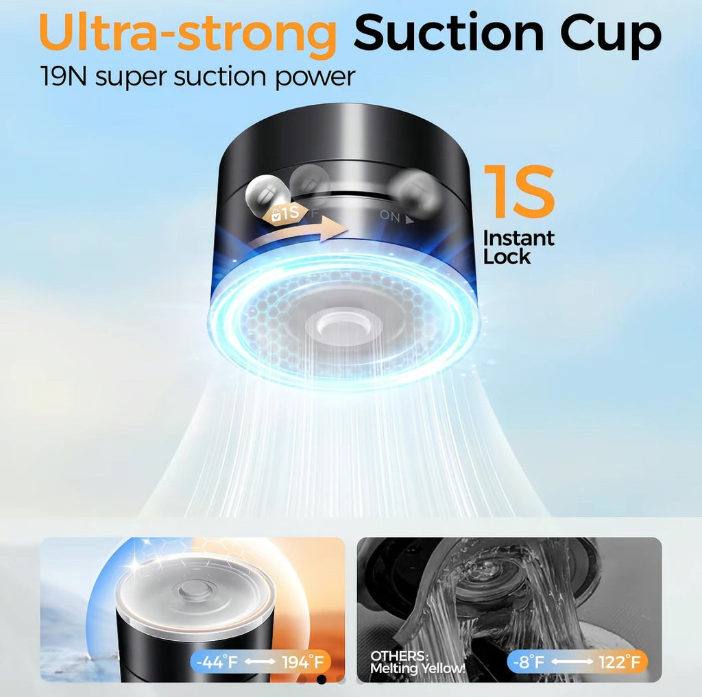 📱 4-in-1 Magnetic Vacuum Phone Holder 🧲 – Strong Grip for Car 🏎️, Office 🗄️ & Home 🏠 | Sleek Design + N52 Magnet + Easy Setup Kit