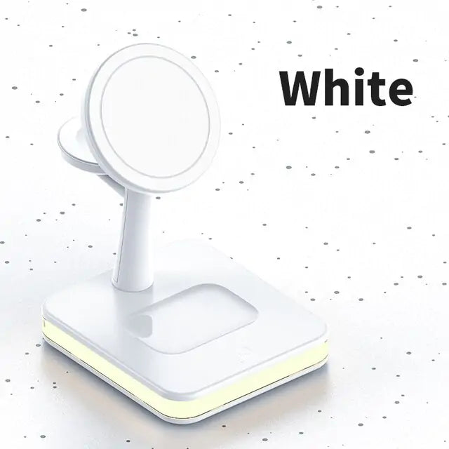 ⚡ 4-in-1 Mag-Safe Wireless Charger Stand 🔋 – Fast Charging for iPhone 📱, AirPods 🎧, Apple Watch ⌚ & More | 🧲 Magnetic Snap-On | ✨ Sleek & Minimalist Design
