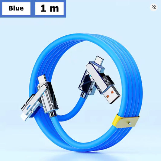 ✨ 2-to-2 Fast Charging Cable | Type-C, Lightning & Micro USB | Retractable & 5A Power
