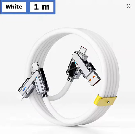 ✨ 2-to-2 Fast Charging Cable | Type-C, Lightning & Micro USB | Retractable & 5A Power